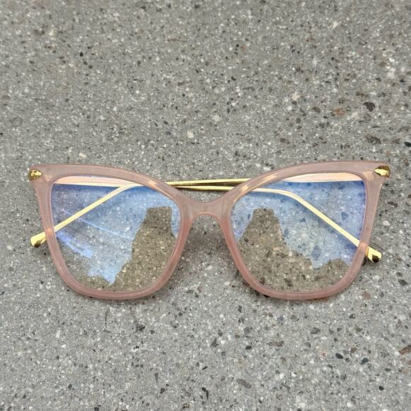 Pink & Gold Cat Eye Computer Sunglasses - Picture 1 of 7